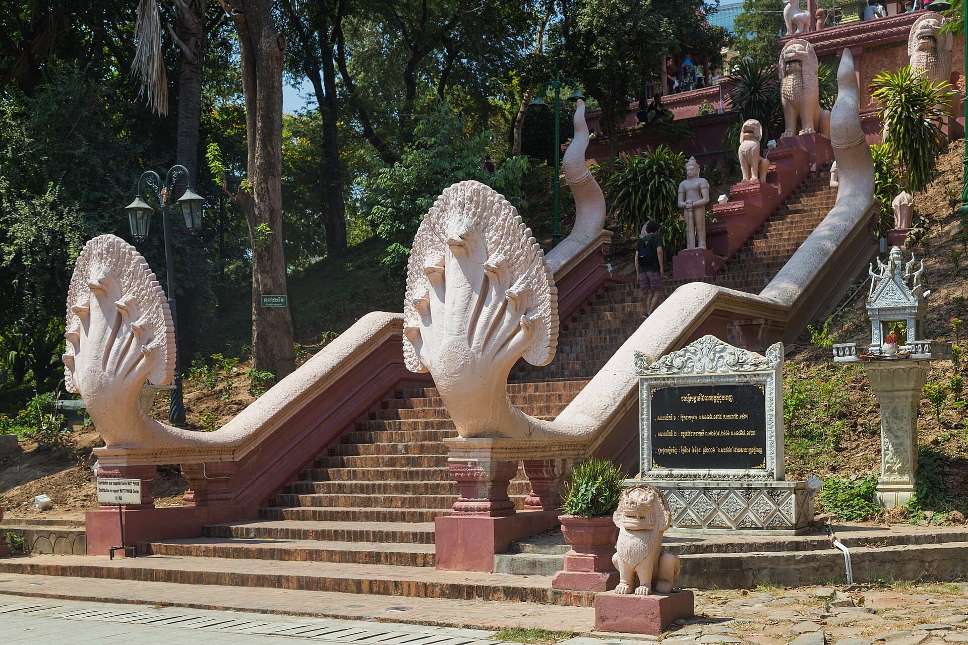 The naga-balustrade staircase up the hill to Wat Phnom, Phnom Penh