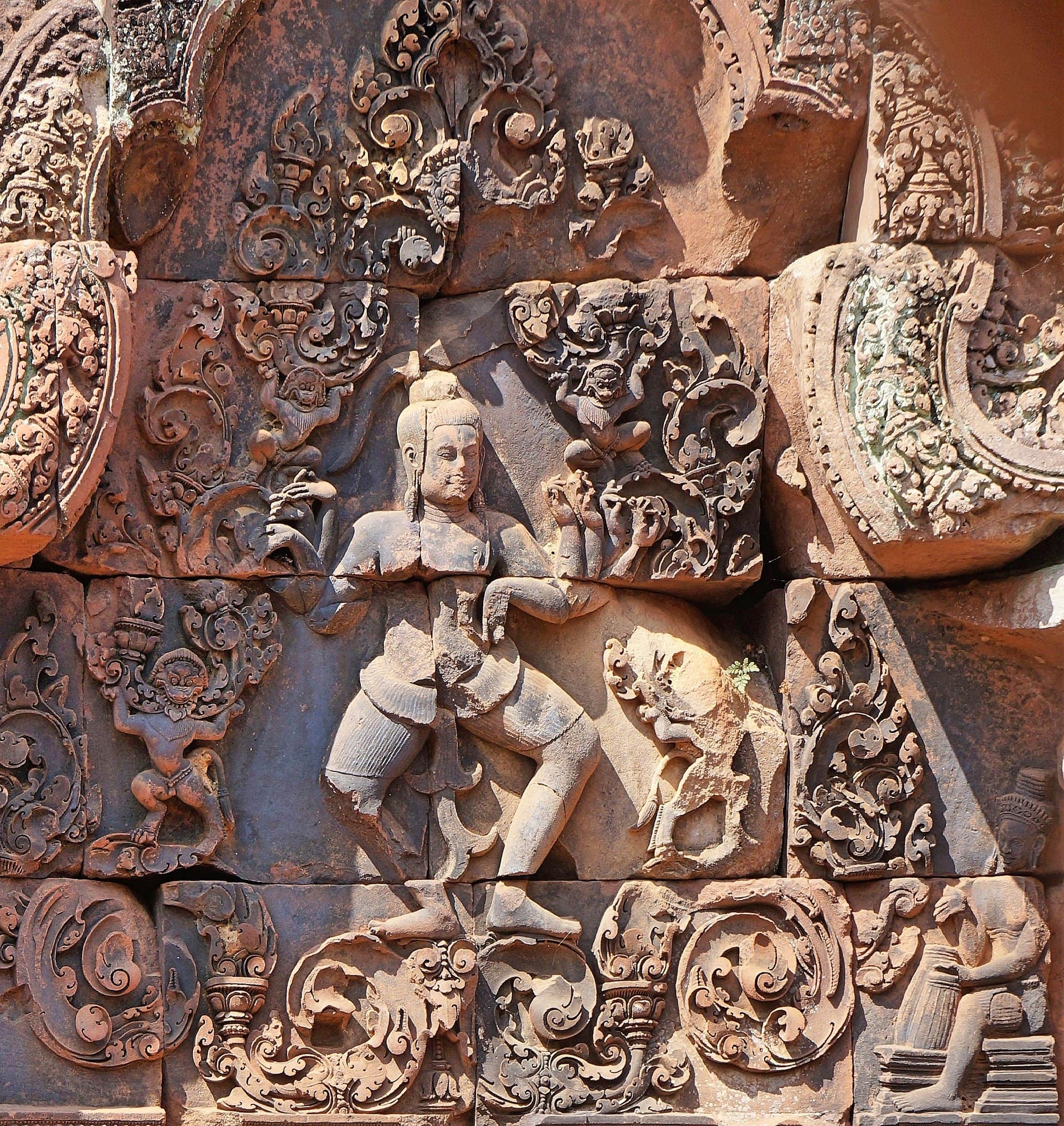 A relief of Shiva dancing at Banteay Srei