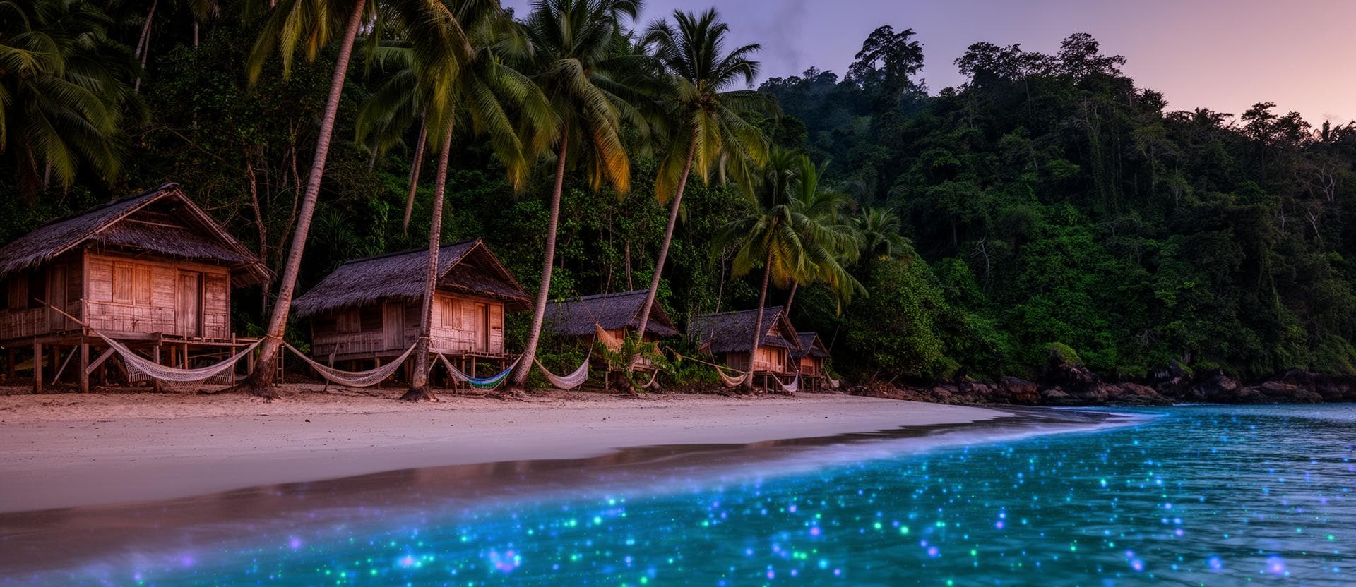 Koh Ta Kiev jungle bungalows at sunset