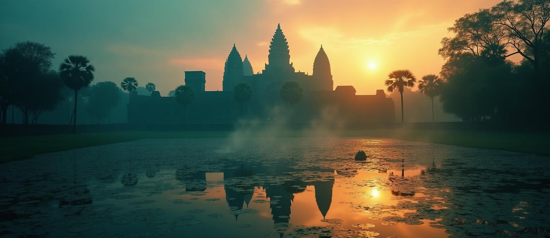 Angkor Wat temple at sunrise - the iconic symbol of Siem Reap and Cambodia