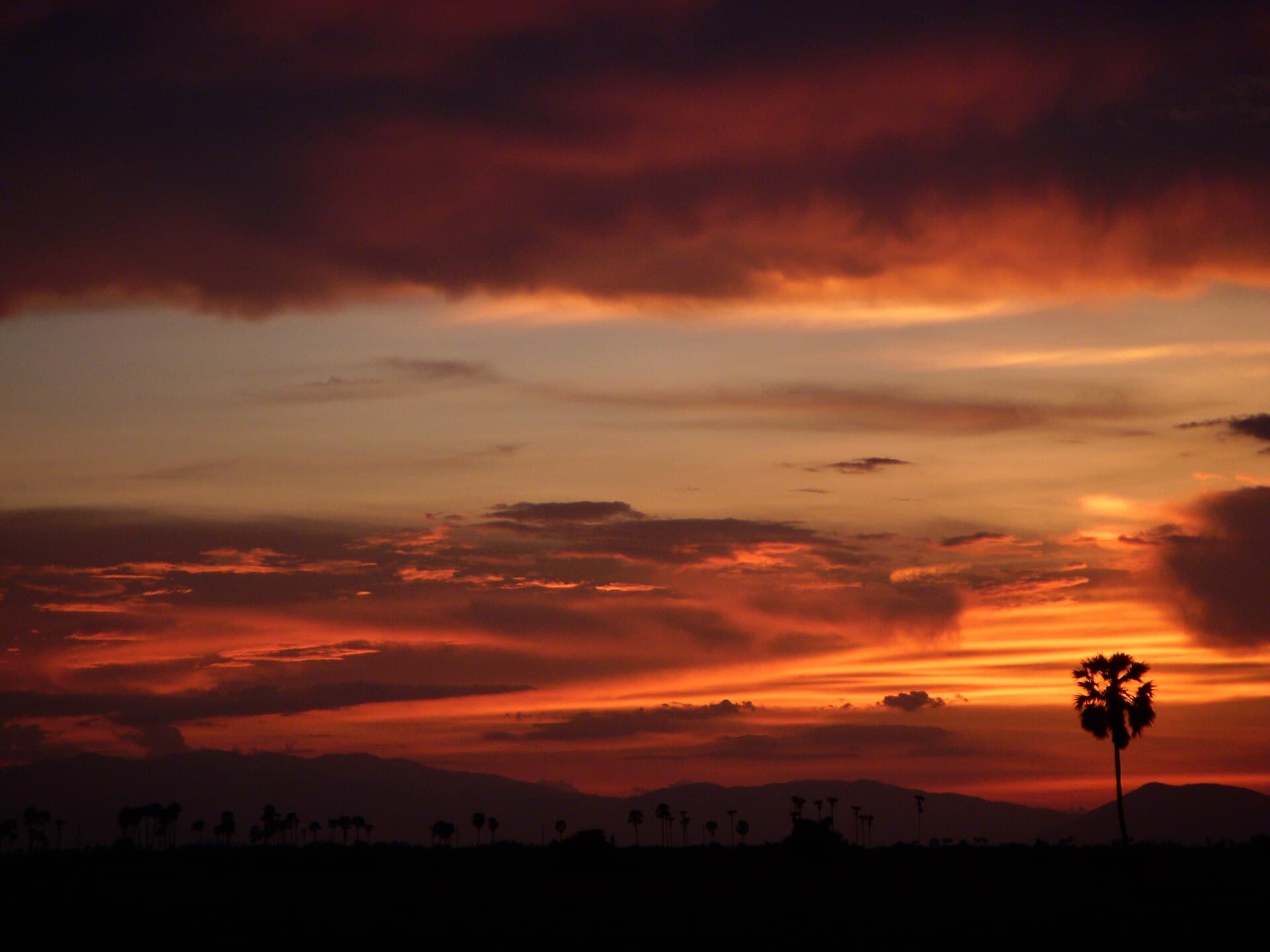 Sunset over the northern Cardamom Mountains, Kampong Chhnang Province