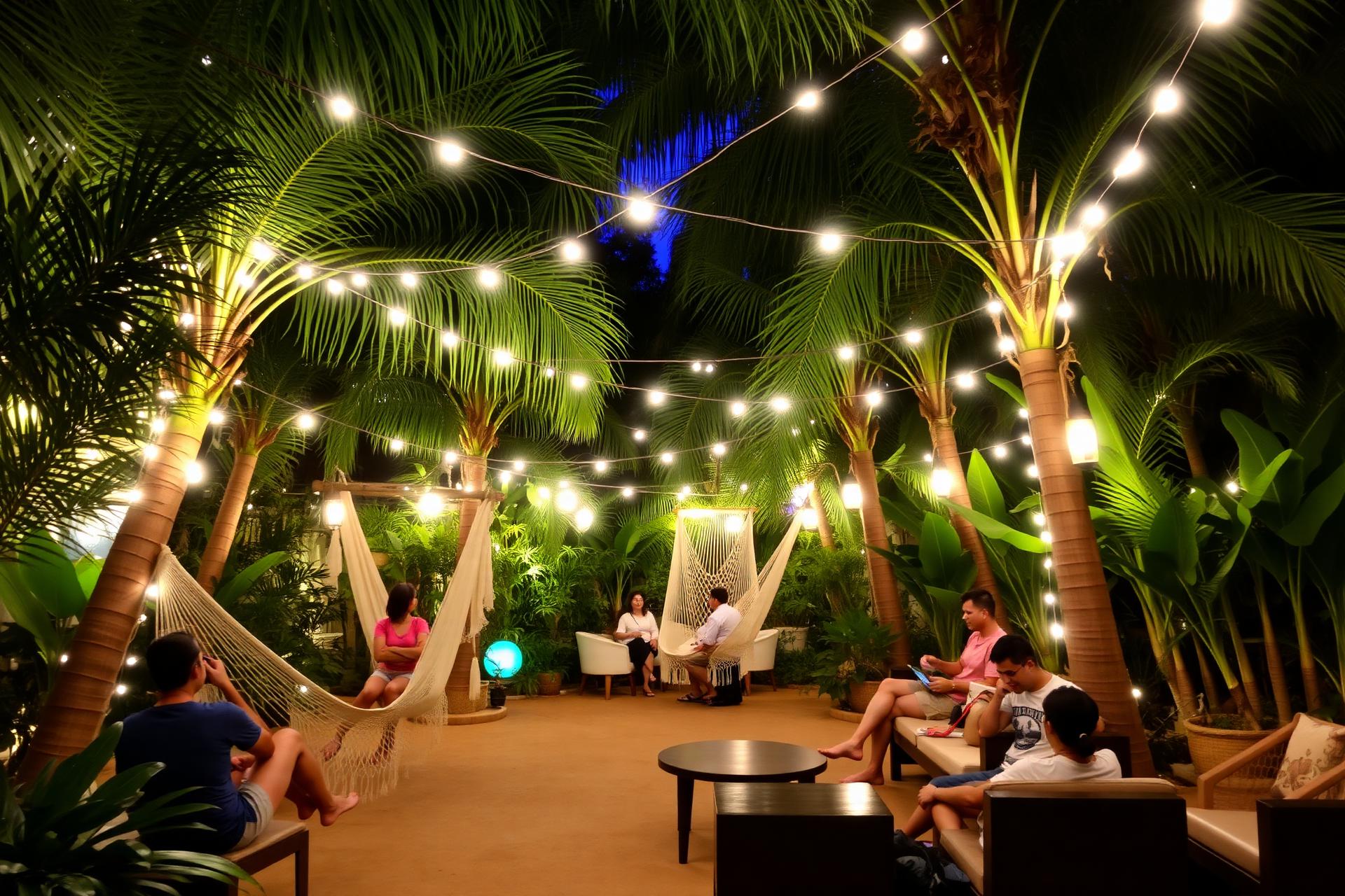 AngkorHUB - Garden lounge with hammocks