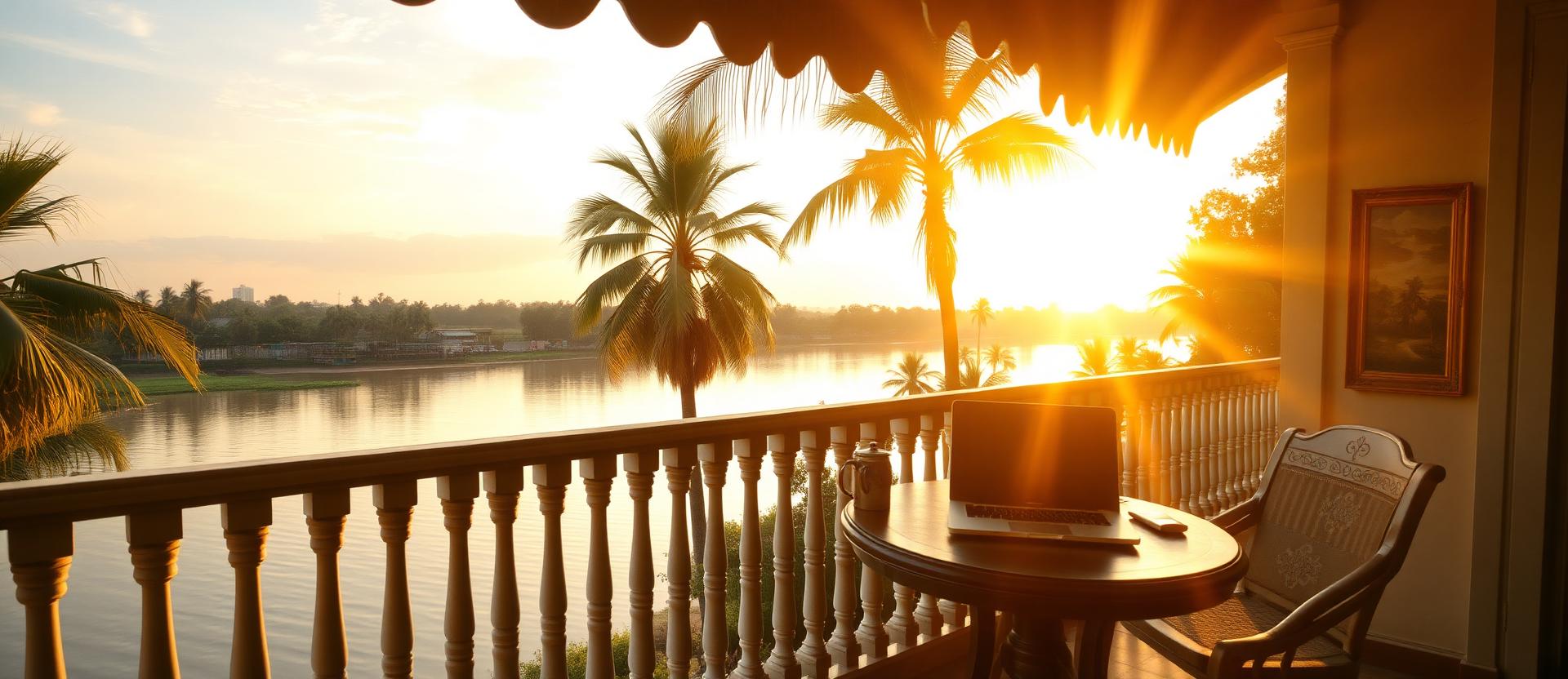 Riverside Balcony Café coworking space in Battambang