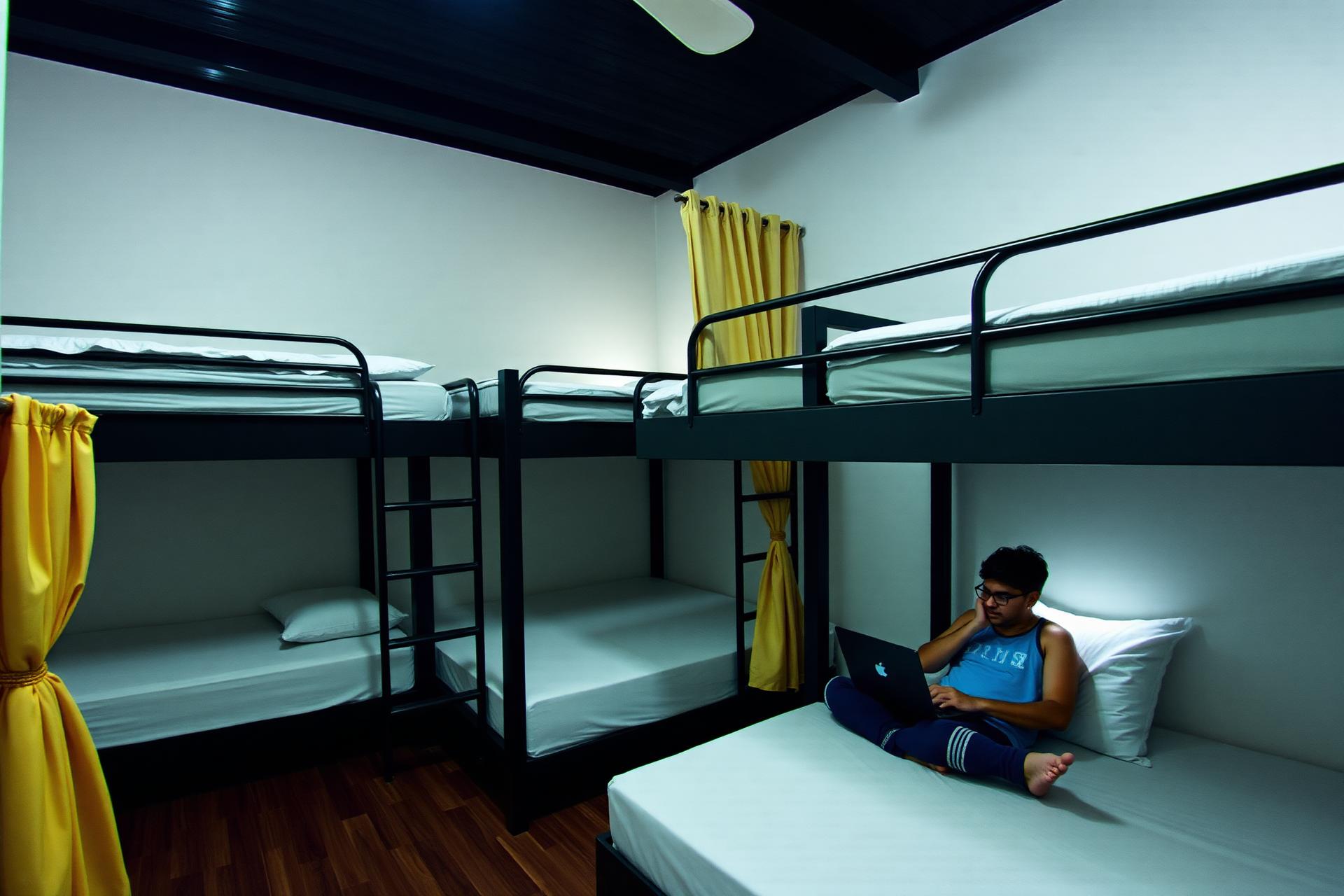 Modern hostel dorm room